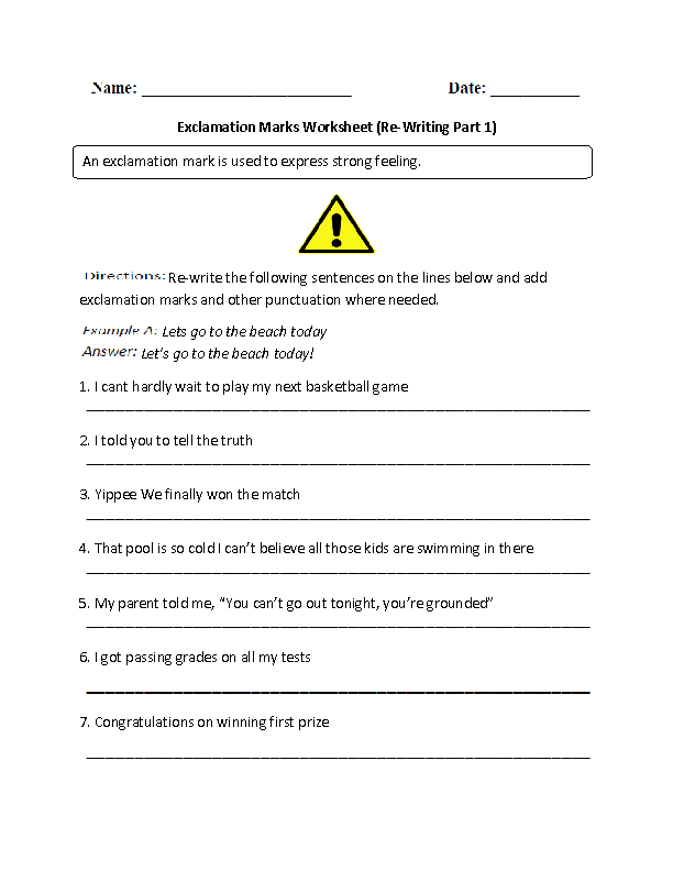 Englishlinx.com | Exclamation Marks Worksheets