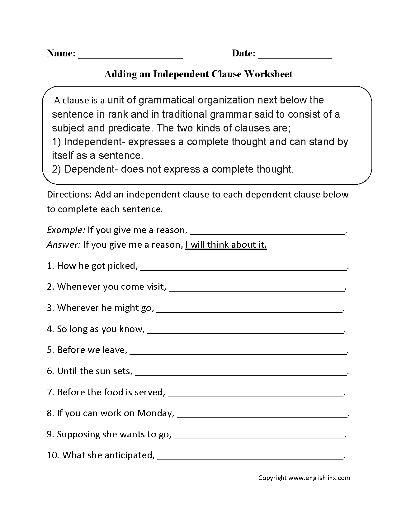 Phrases And Clauses Exercises For Class 7 Exercise