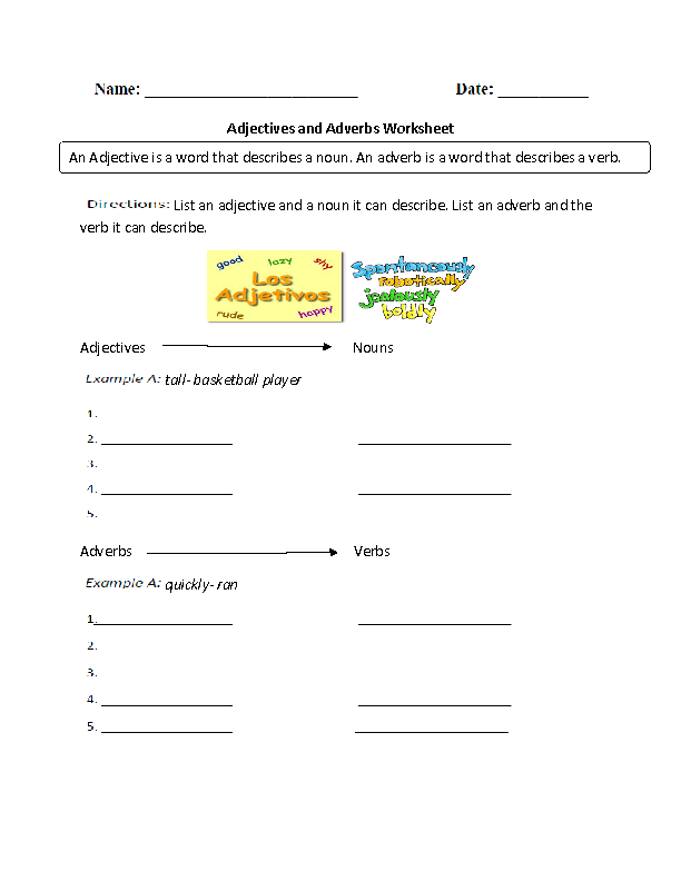  Adjectives and Adverbs Worksheet