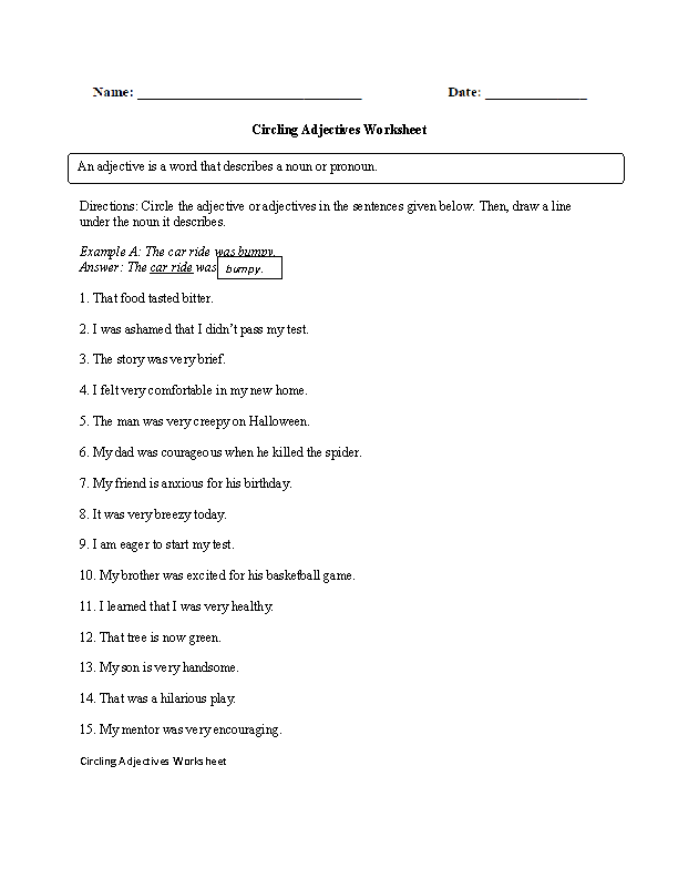 Fun with Adjectives Worksheet