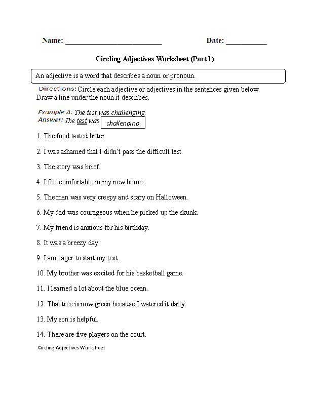 Practicing Adjectives Worksheet Part 2