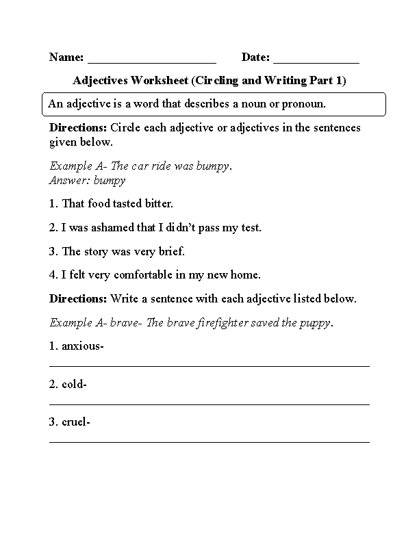 Circling Adjectives Or Adverbs Worksheet Answers