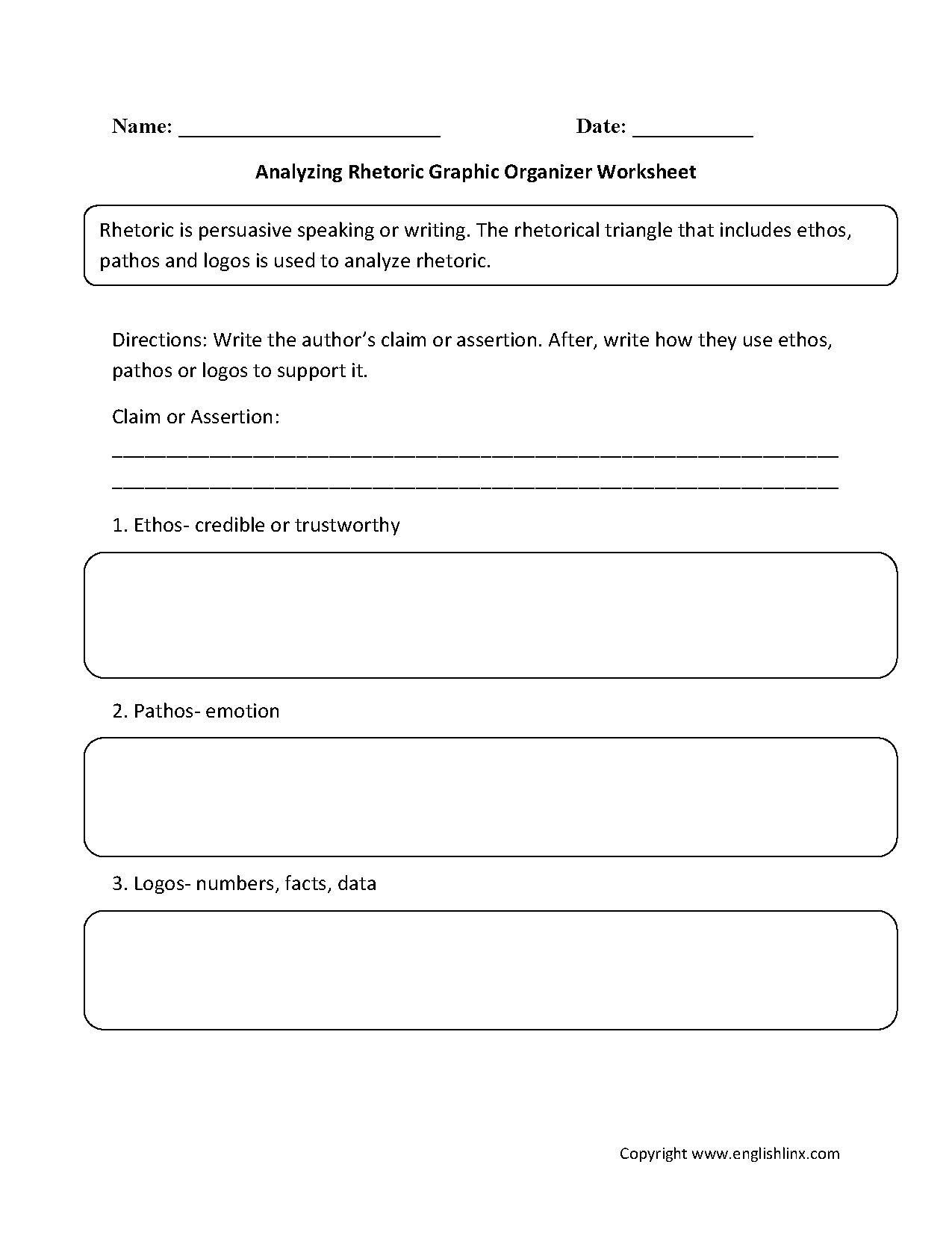 Rhetoric Graphic Organizers Worksheets