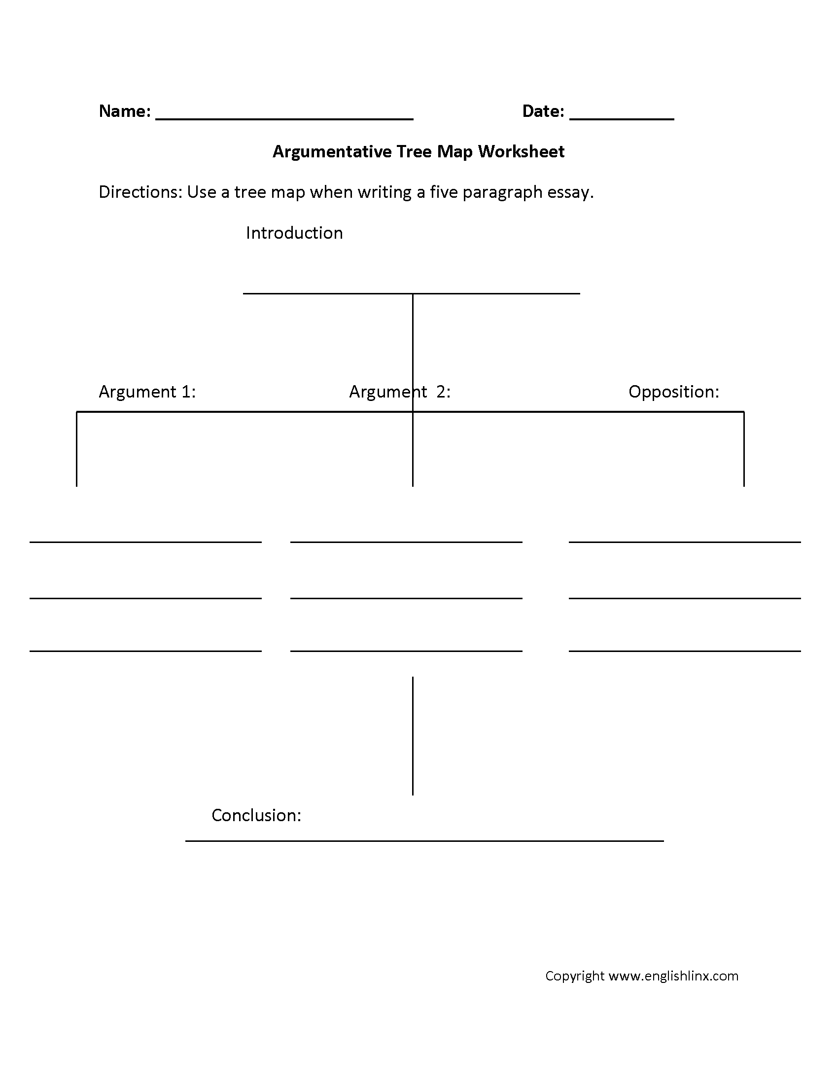 Argumentative Tree Map Worksheets