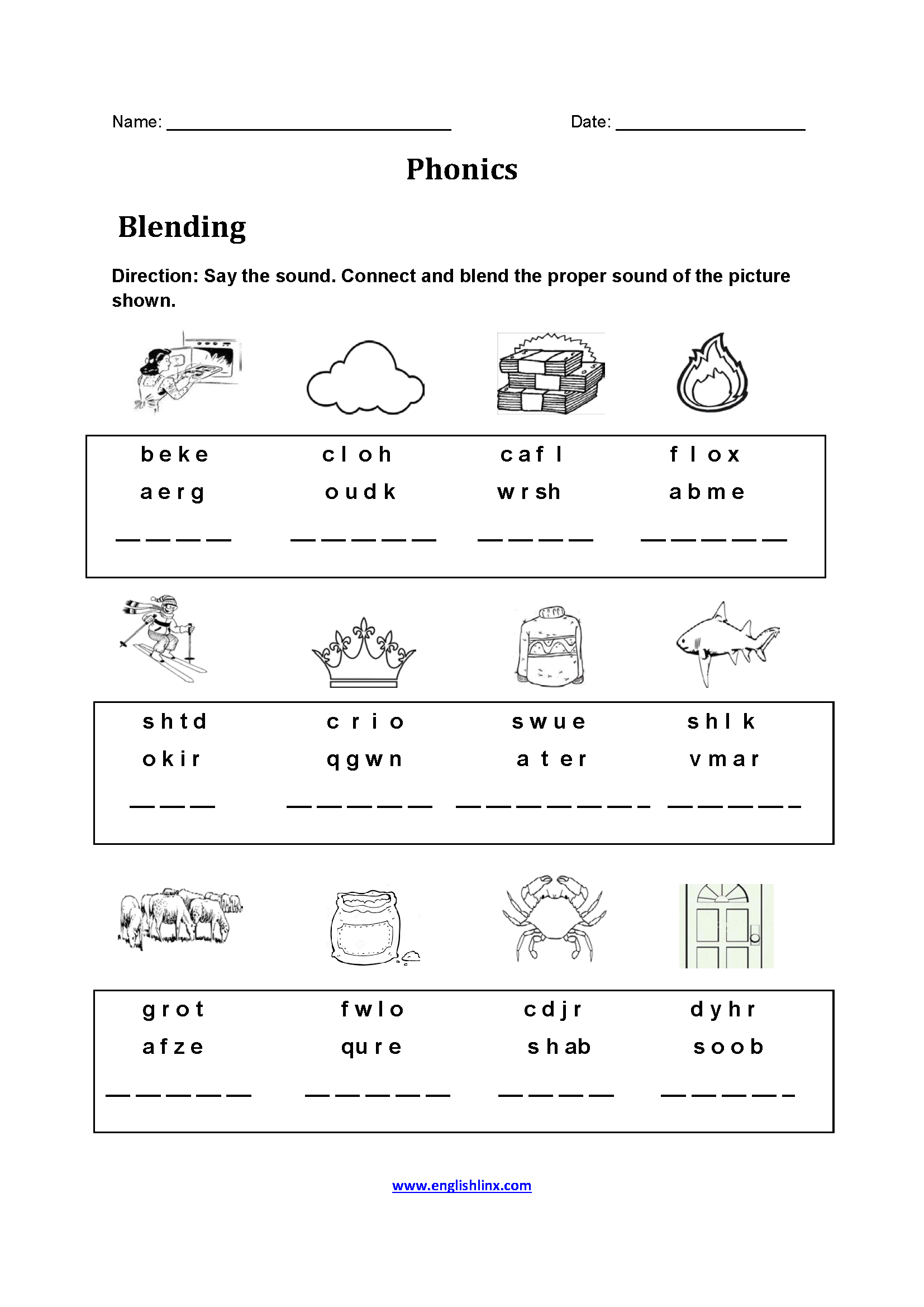 Blending Phonics Worksheets