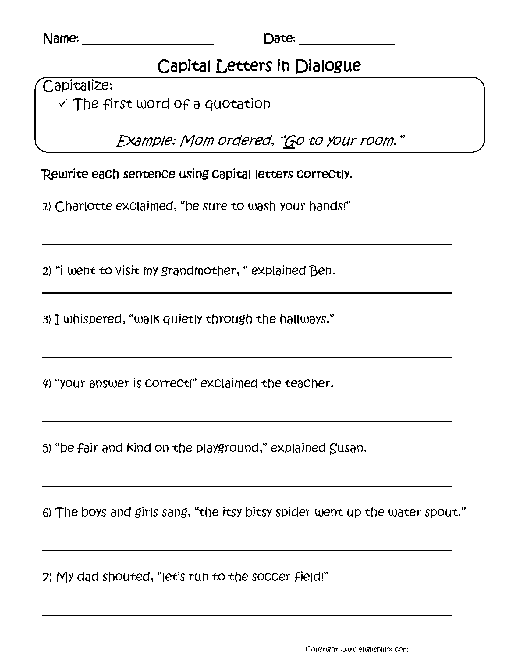 Englishlinx.com | Capitalization Worksheets