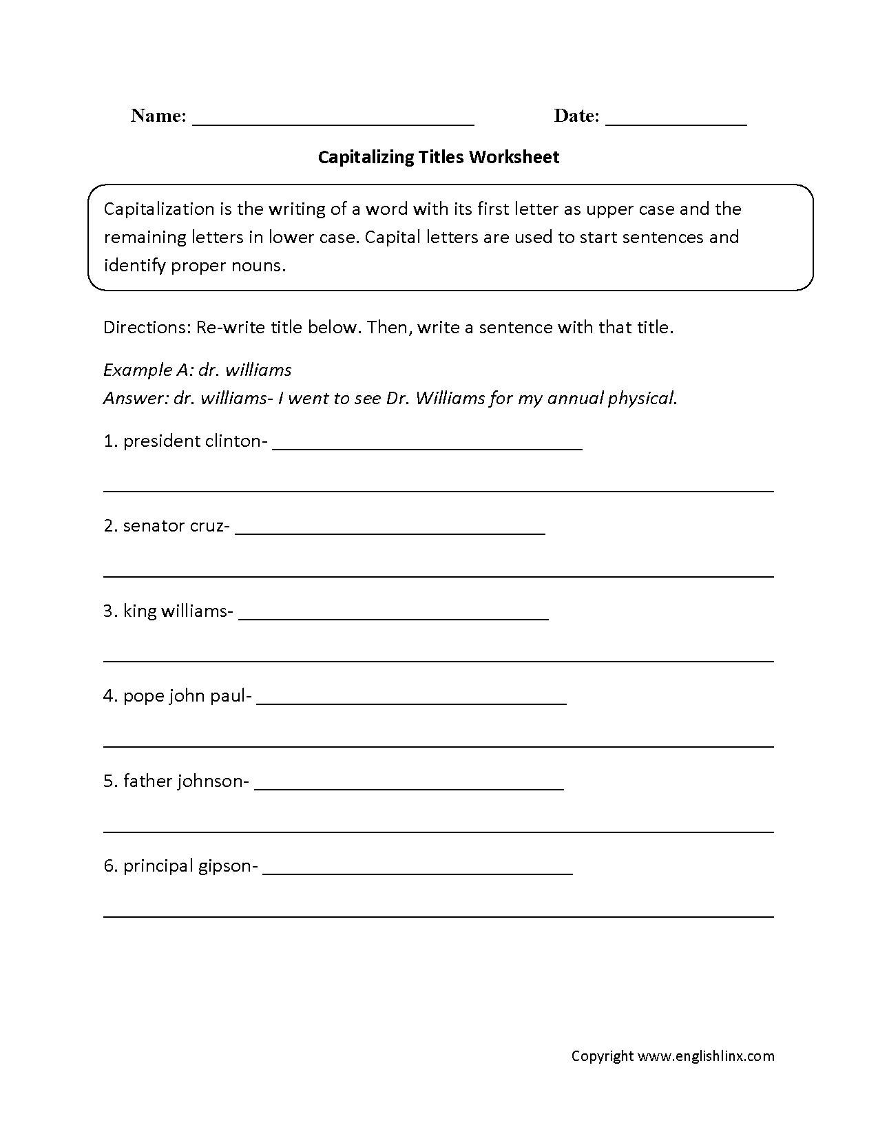 Capitalization And Punctuation Worksheets For Kindergarten Punctuation Worksheets Printables