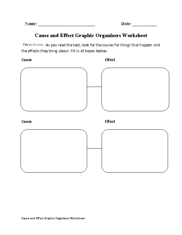 Cause and Effect Graphic Organizers Worksheet