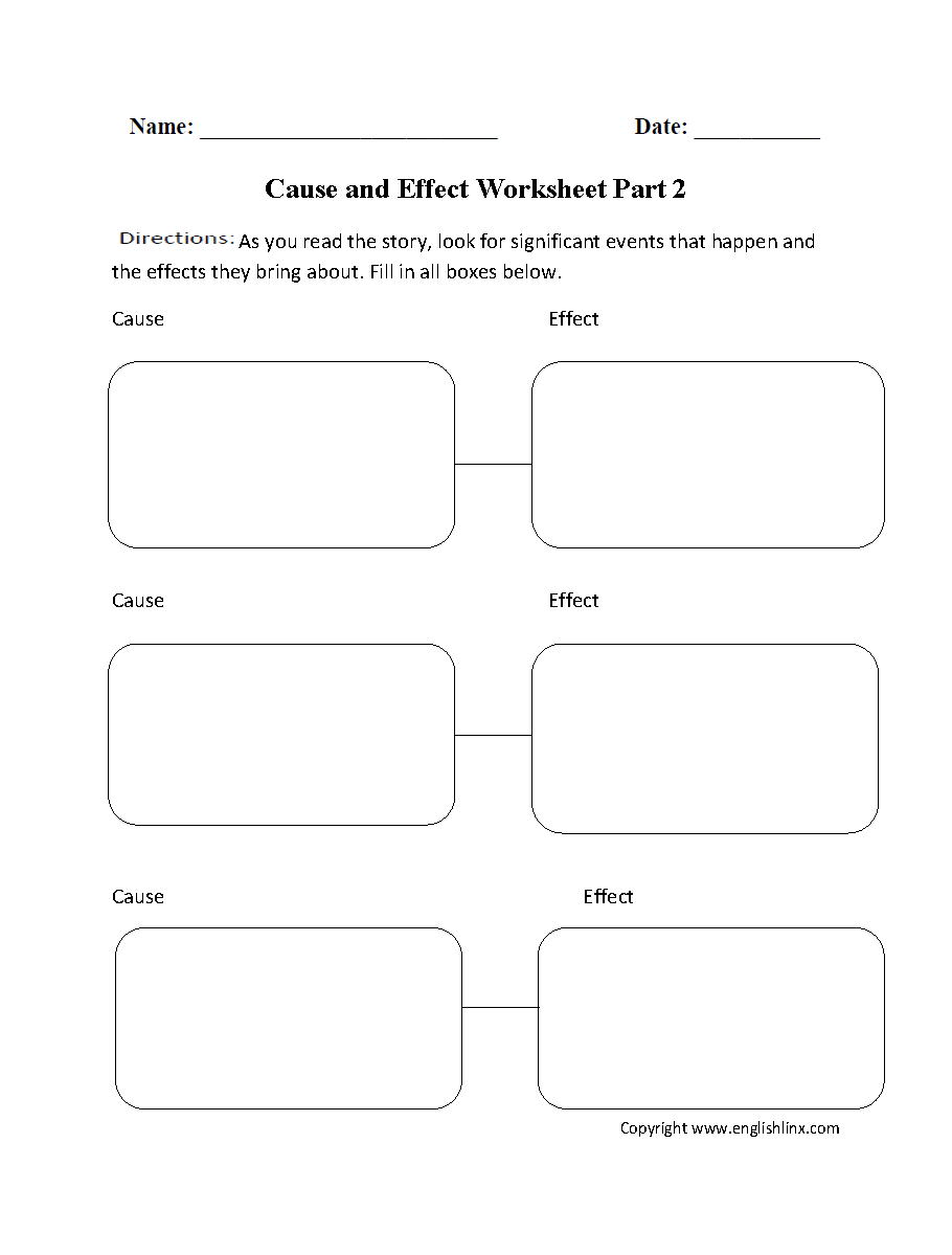 Cause and Effect Two Pairs Worksheet