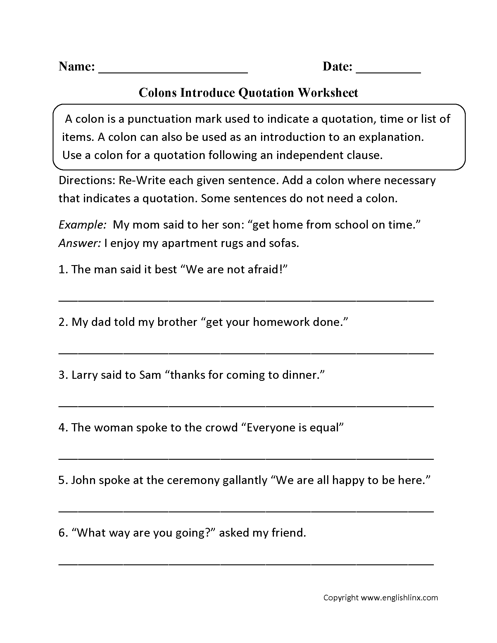 Homework help punctuation, A Guide to Punctuation For Semicolons And Colons Worksheet