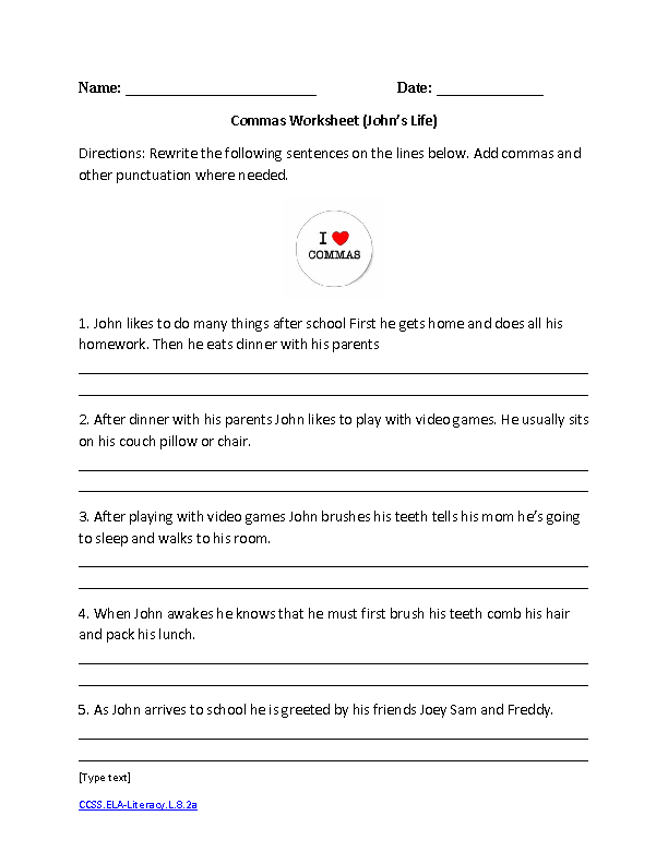 English Worksheets | 8th Grade Common Core Worksheets