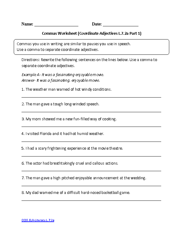 Common Core English Worksheets