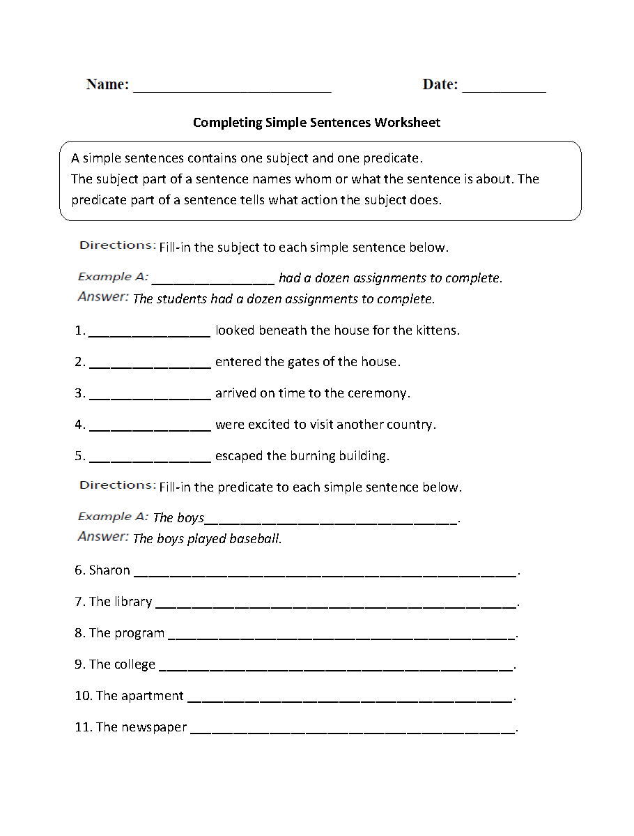 Sentences Worksheets  Simple Sentences Worksheets learning, worksheets, worksheets for teachers, and education Sentence Fragment Worksheets 3rd Grade 1199 x 910