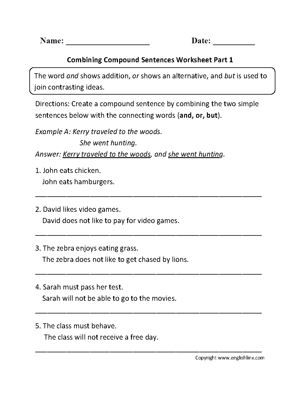 Sentences Worksheets  Compound Sentences Worksheets alphabet worksheets, education, math worksheets, multiplication, and grade worksheets Conjunctions Worksheets 5th Grade 1342 x 1012