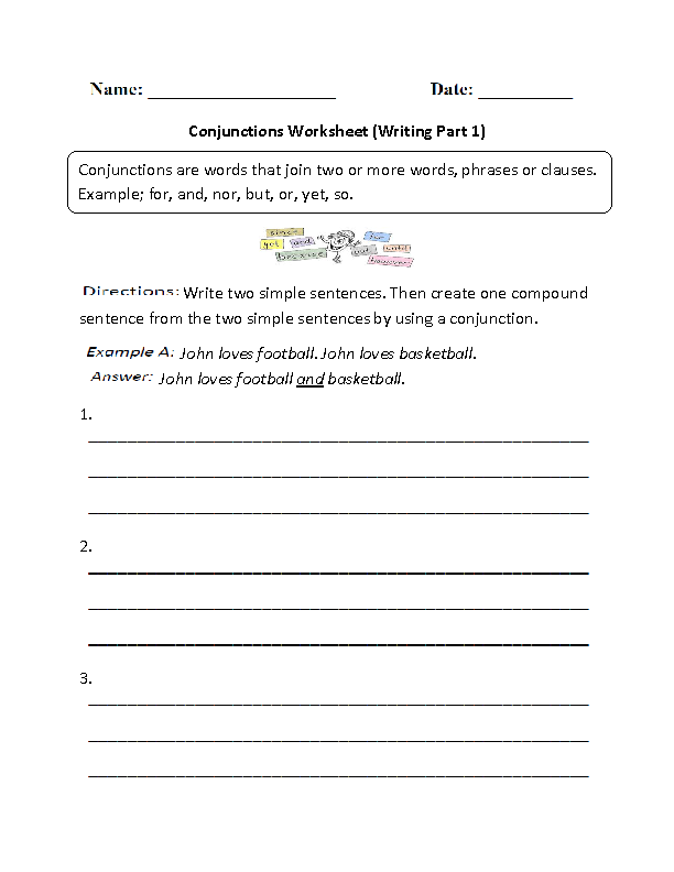 Writing Conjunctions Worksheet