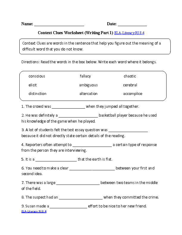 Meanings of Words 1 ELA-Literacy.RI.8.4 Reading Informational Text Worksheet