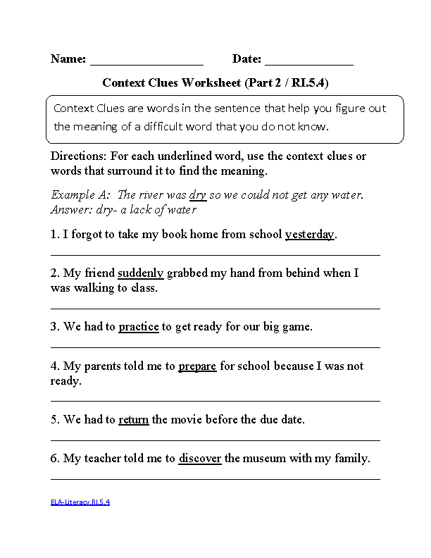 Context Clues 2 ELA-Literacy.RI.5.4 Reading Informational Text Worksheet