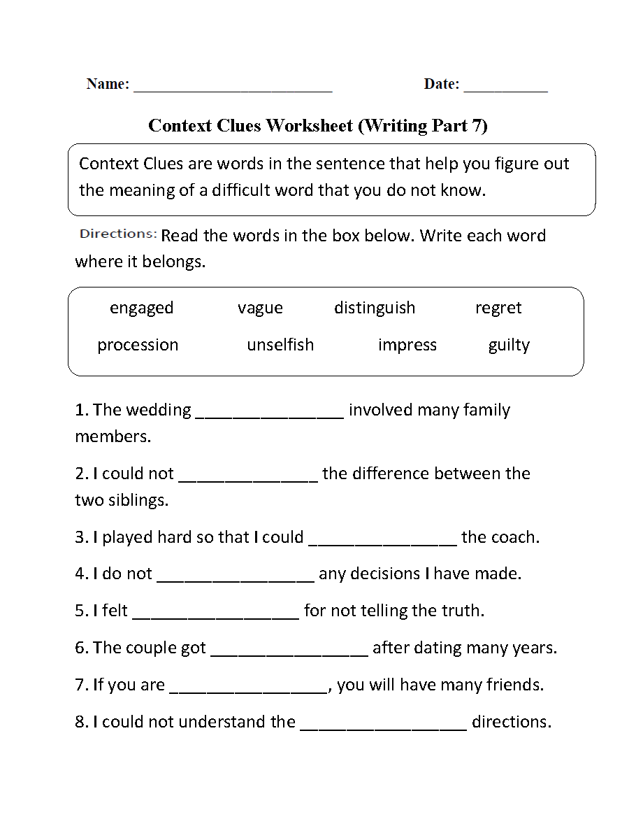 Englishlinx.com  Context Clues Worksheets worksheets, education, alphabet worksheets, and free worksheets Vocabulary Words In Context Worksheets 1188 x 910