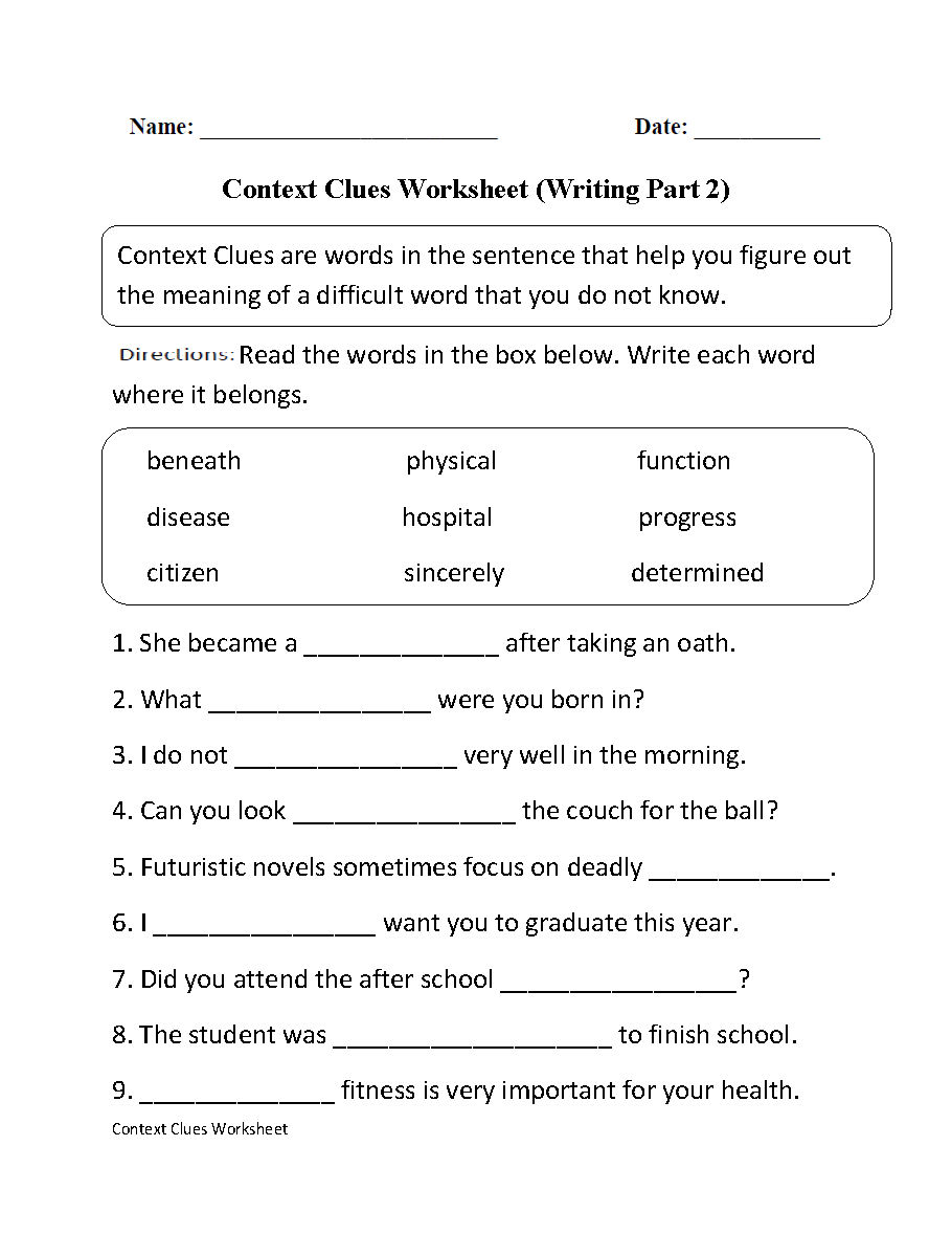 Englishlinx.com  Context Clues Worksheets worksheets, education, alphabet worksheets, and free worksheets Vocabulary Words In Context Worksheets 1199 x 910