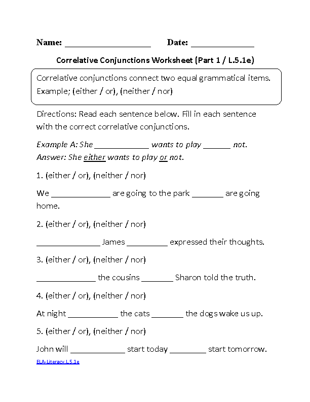 5th Grade Common Core Ela Worksheets