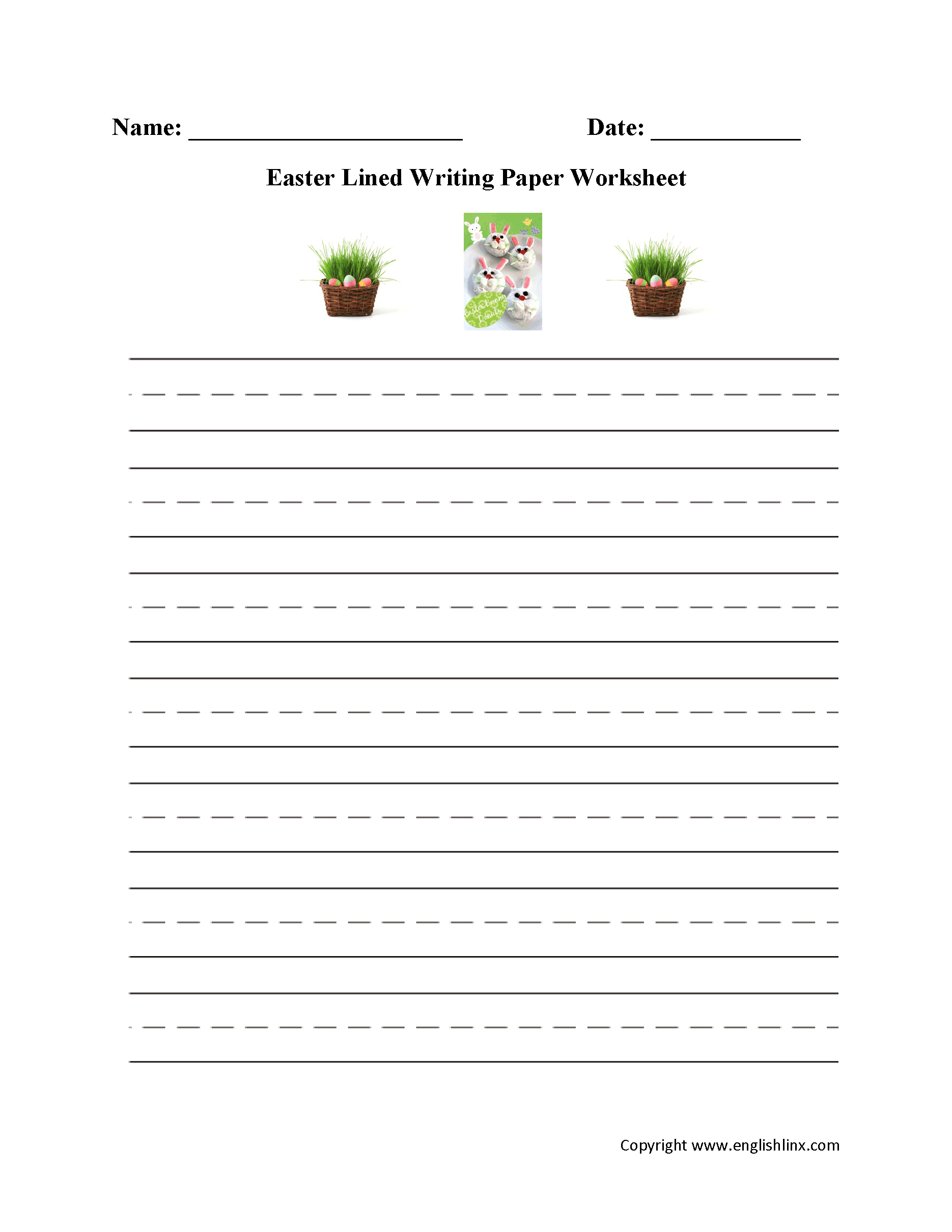 Easter Lined Writing Paper Worksheet