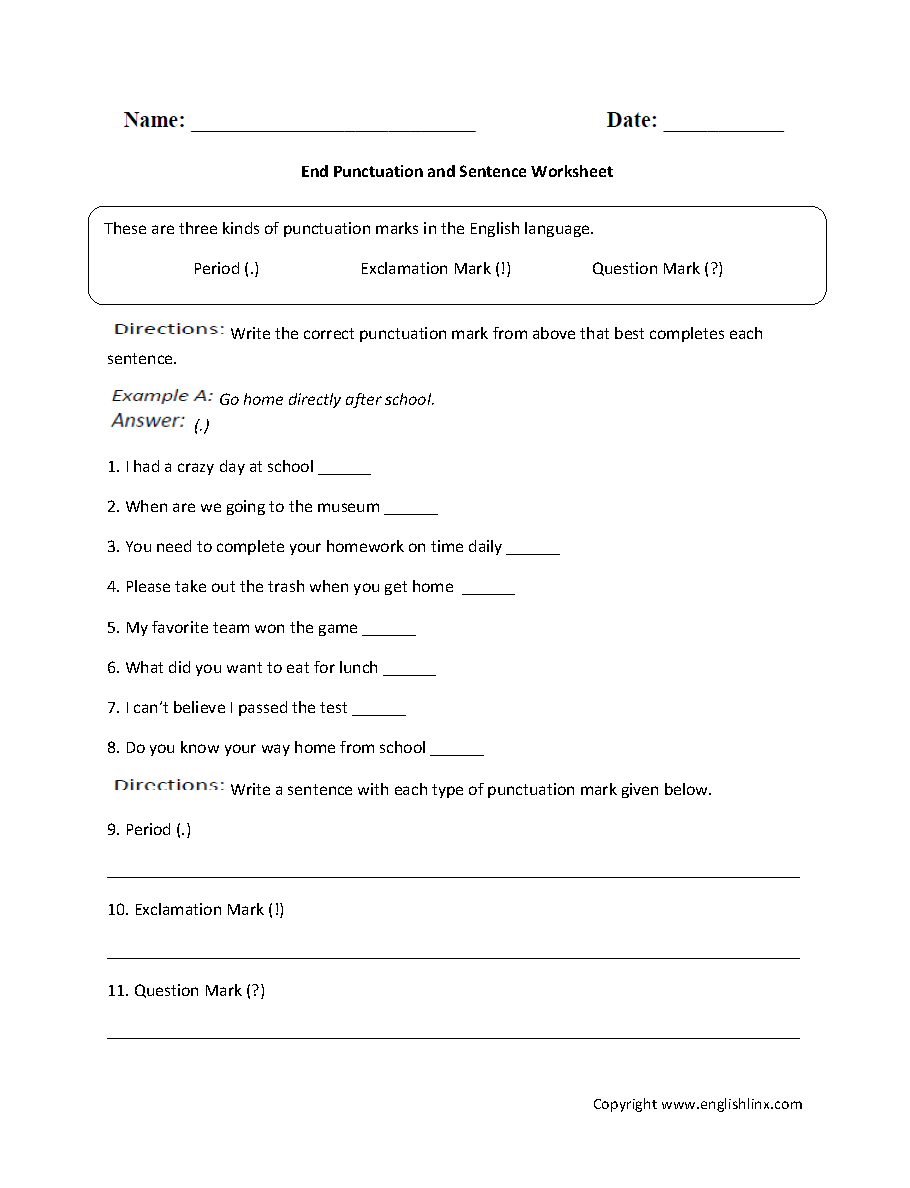 Worksheet Punctuation Worksheets Hunterhq Free Printables Worksheets For Students