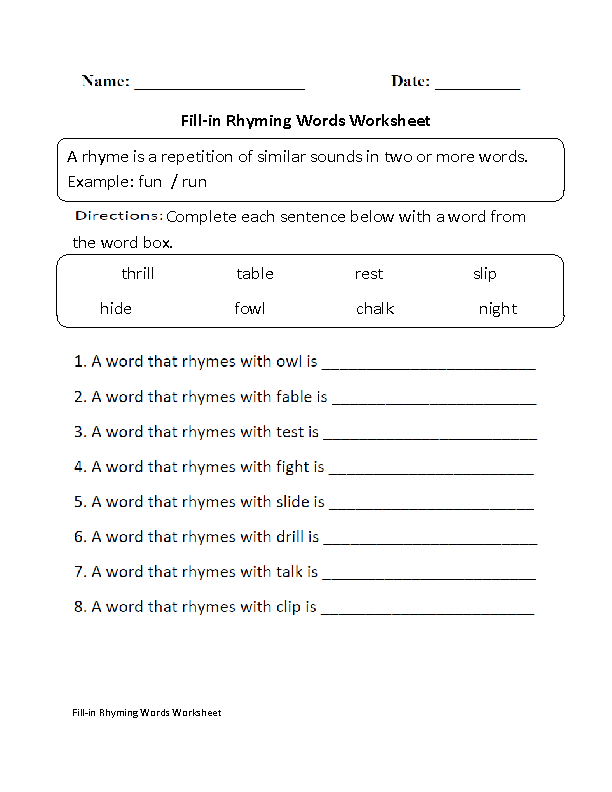 one-page-reading-printable-worksheet-first-grade-rhyming-words-printable-form-templates-and