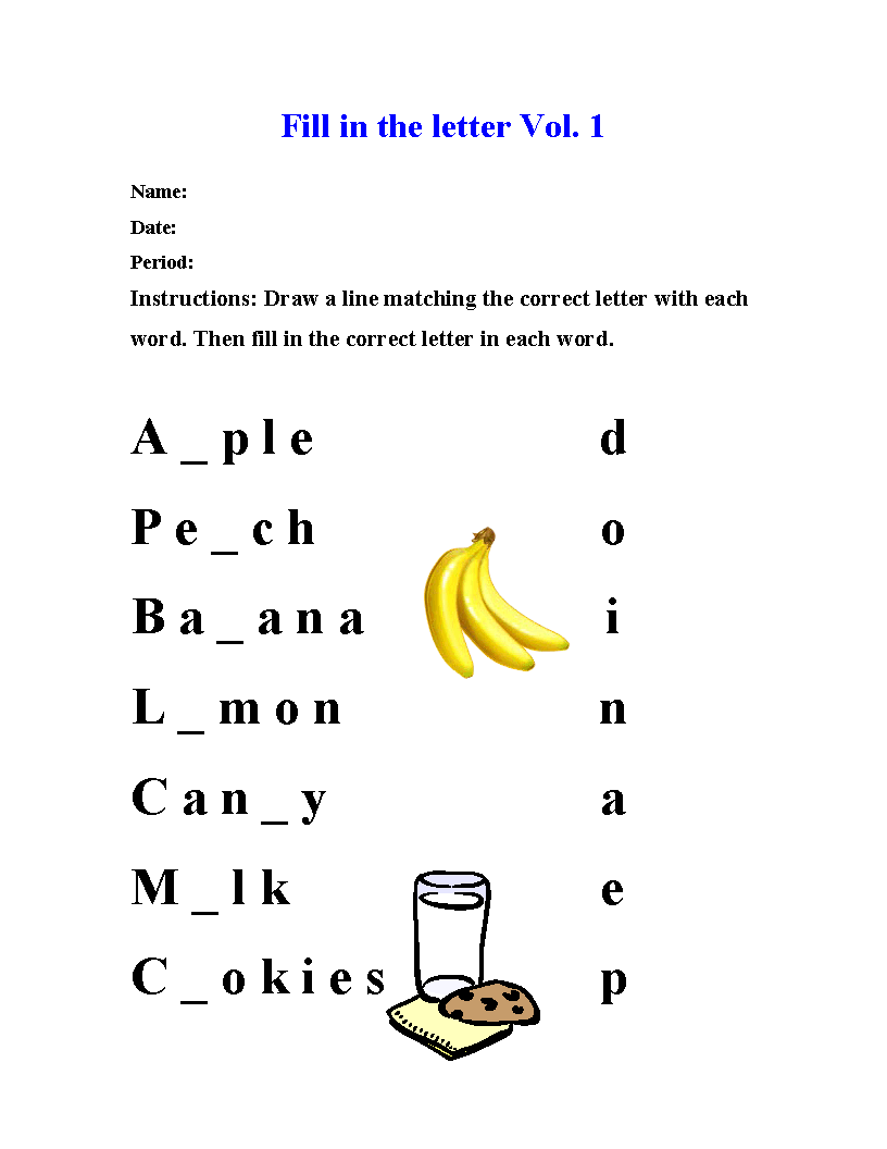 Fill in the letter Vol 1