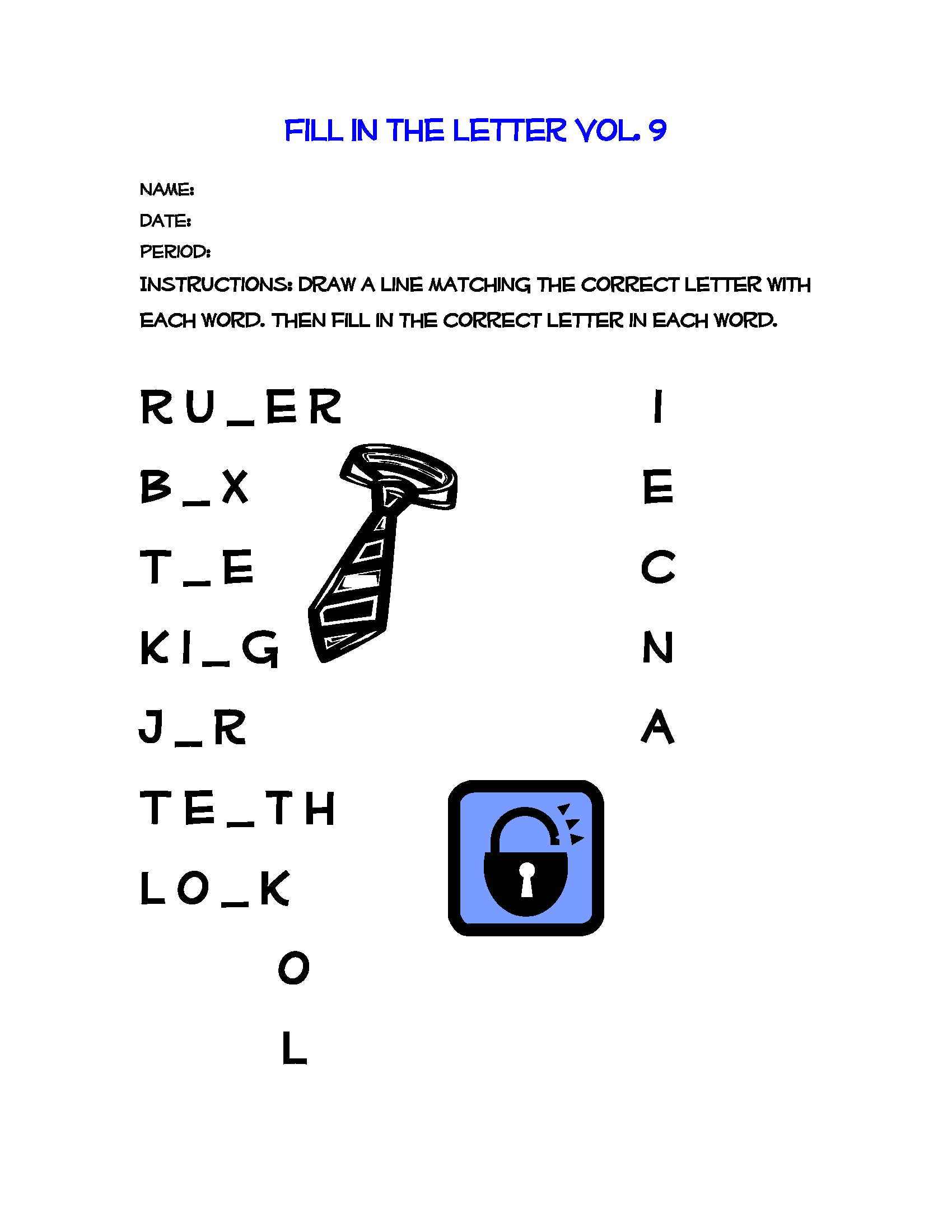 Fill in the letter Vol 9