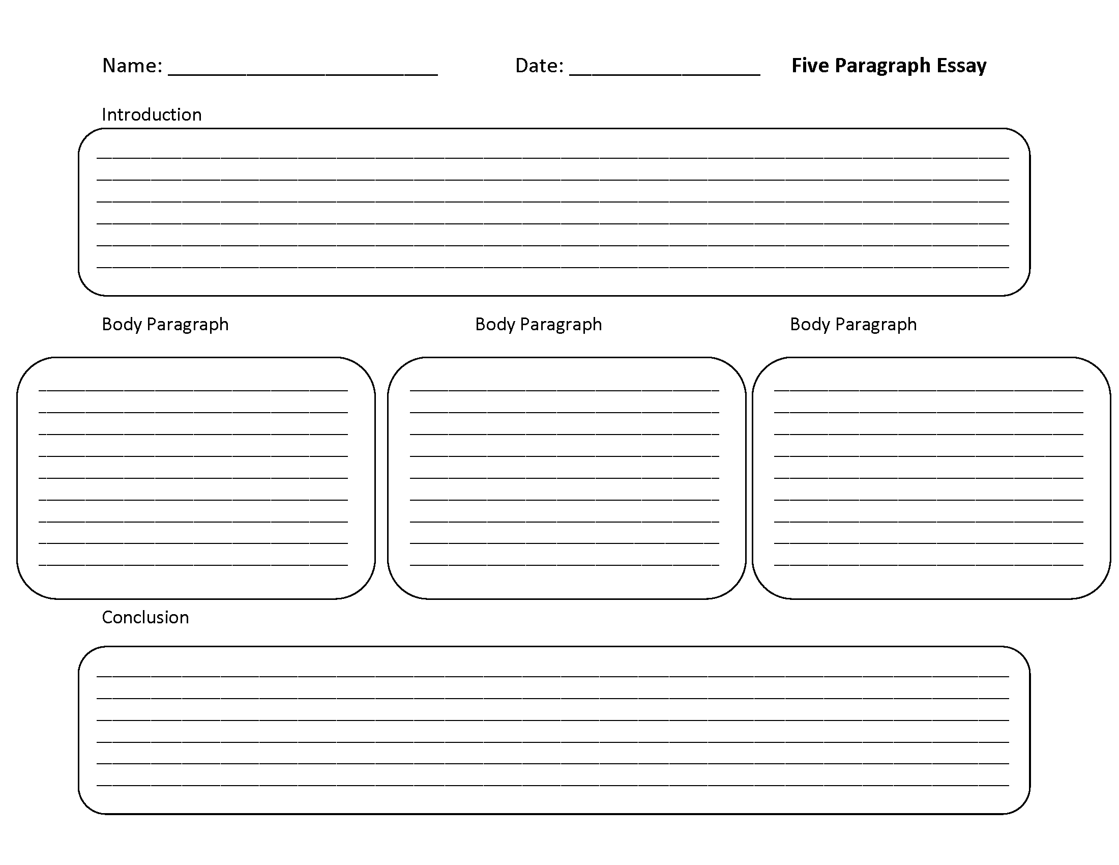 Five Paragraph Template Worksheet