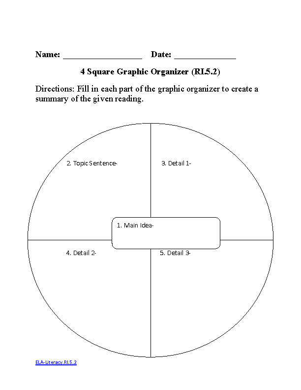 Summary Graphic Organizer ELA-Literacy.RI.5.2 Reading Informational Text Worksheet