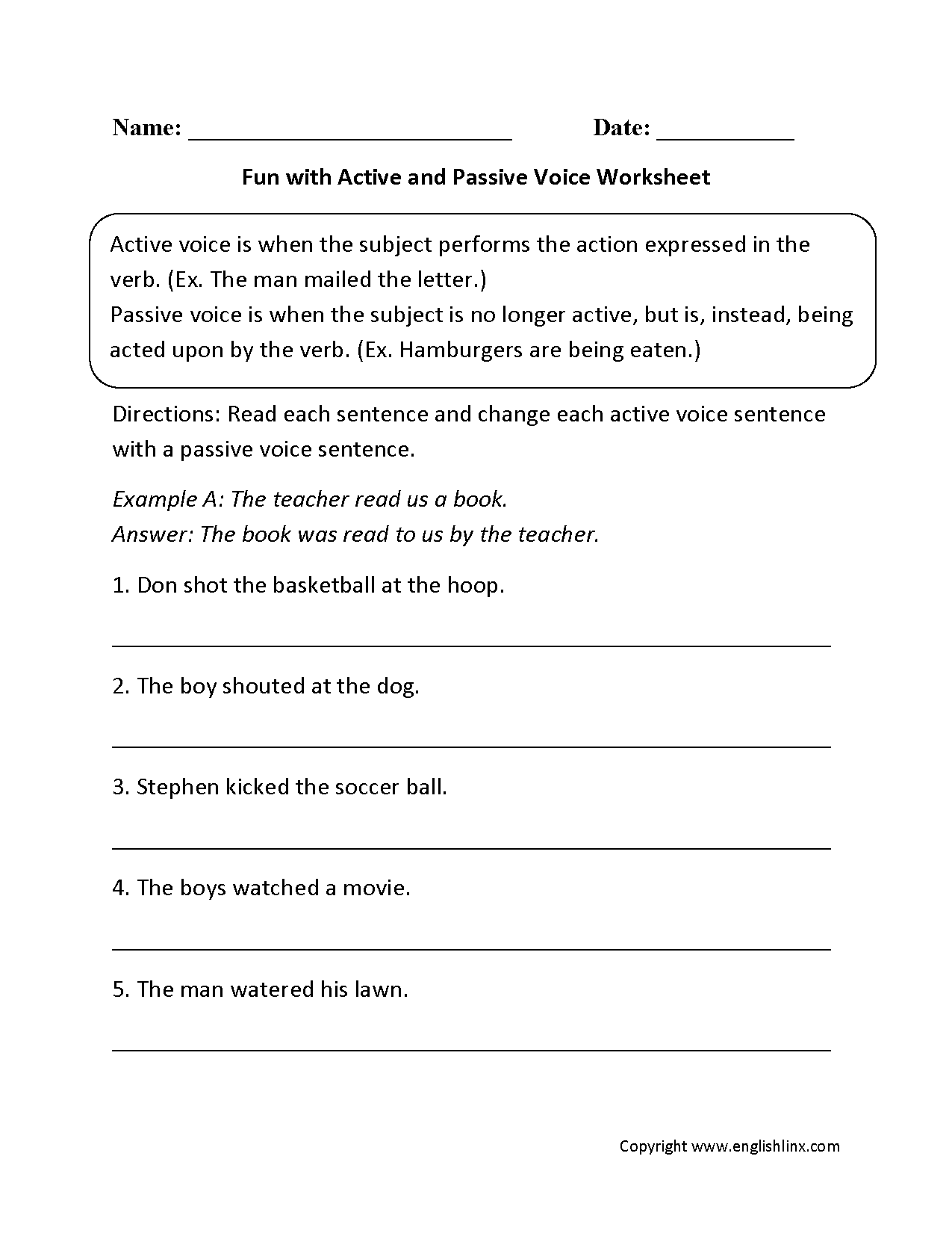 Fun with Active and Passive Voice Worksheets
