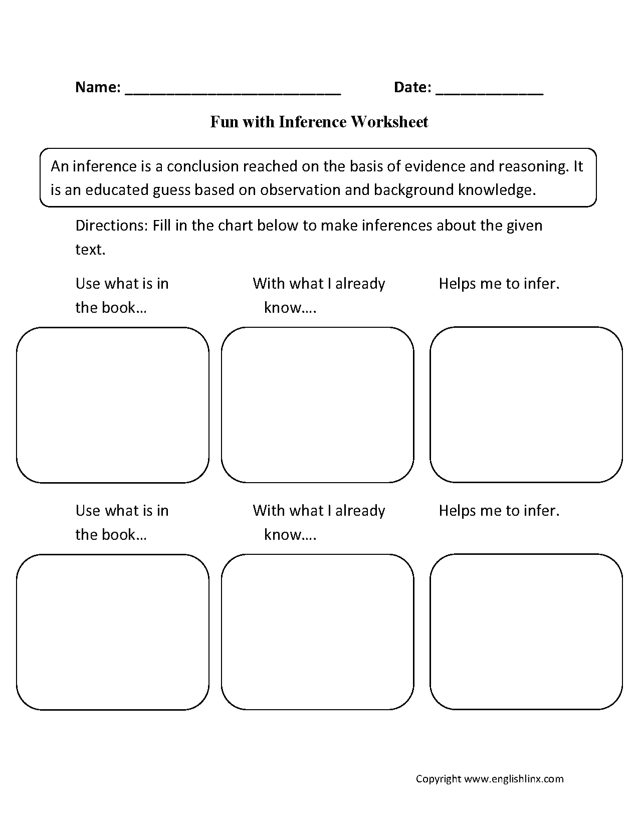 Reading Worksheets | Inference Worksheets