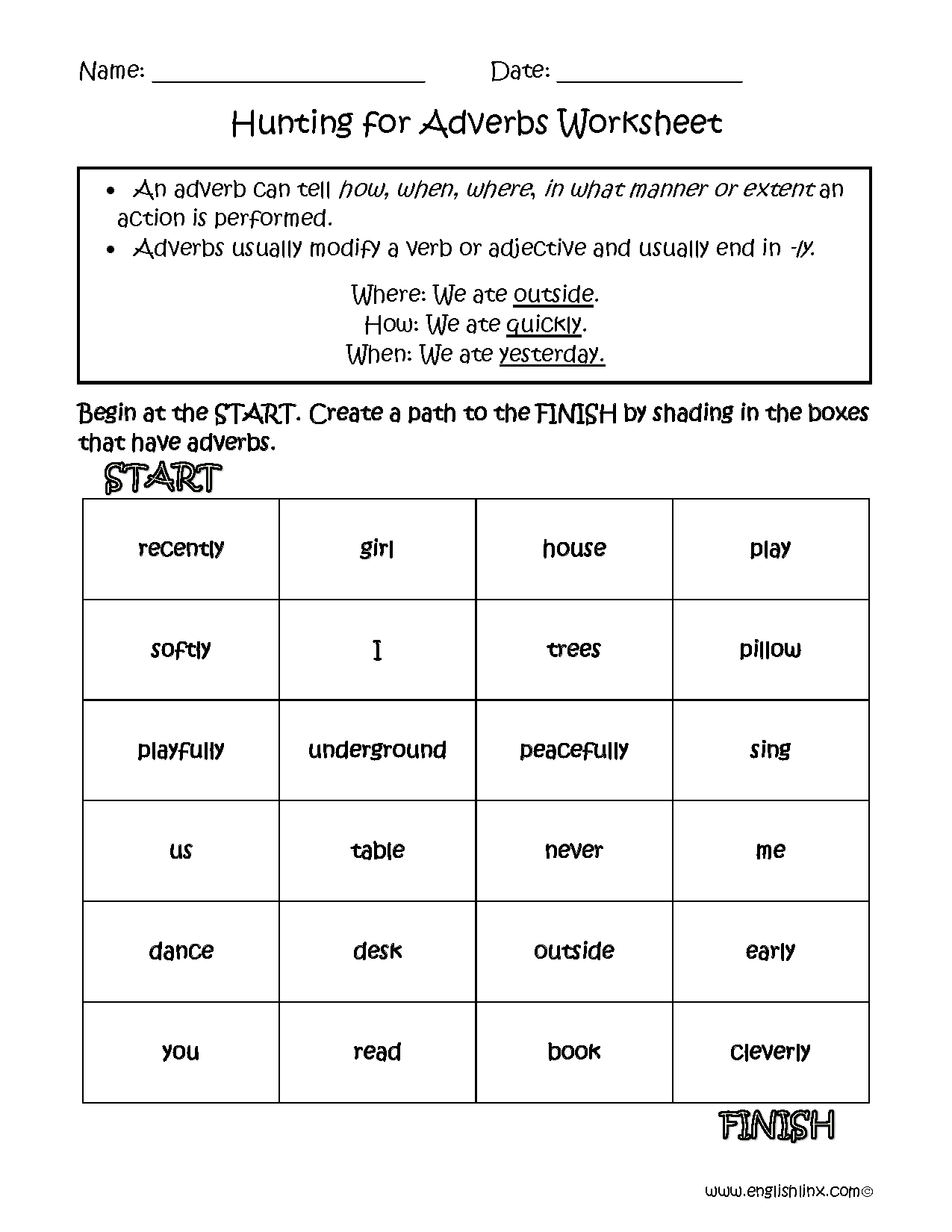 Adverb Practice Worksheet 4th Grade