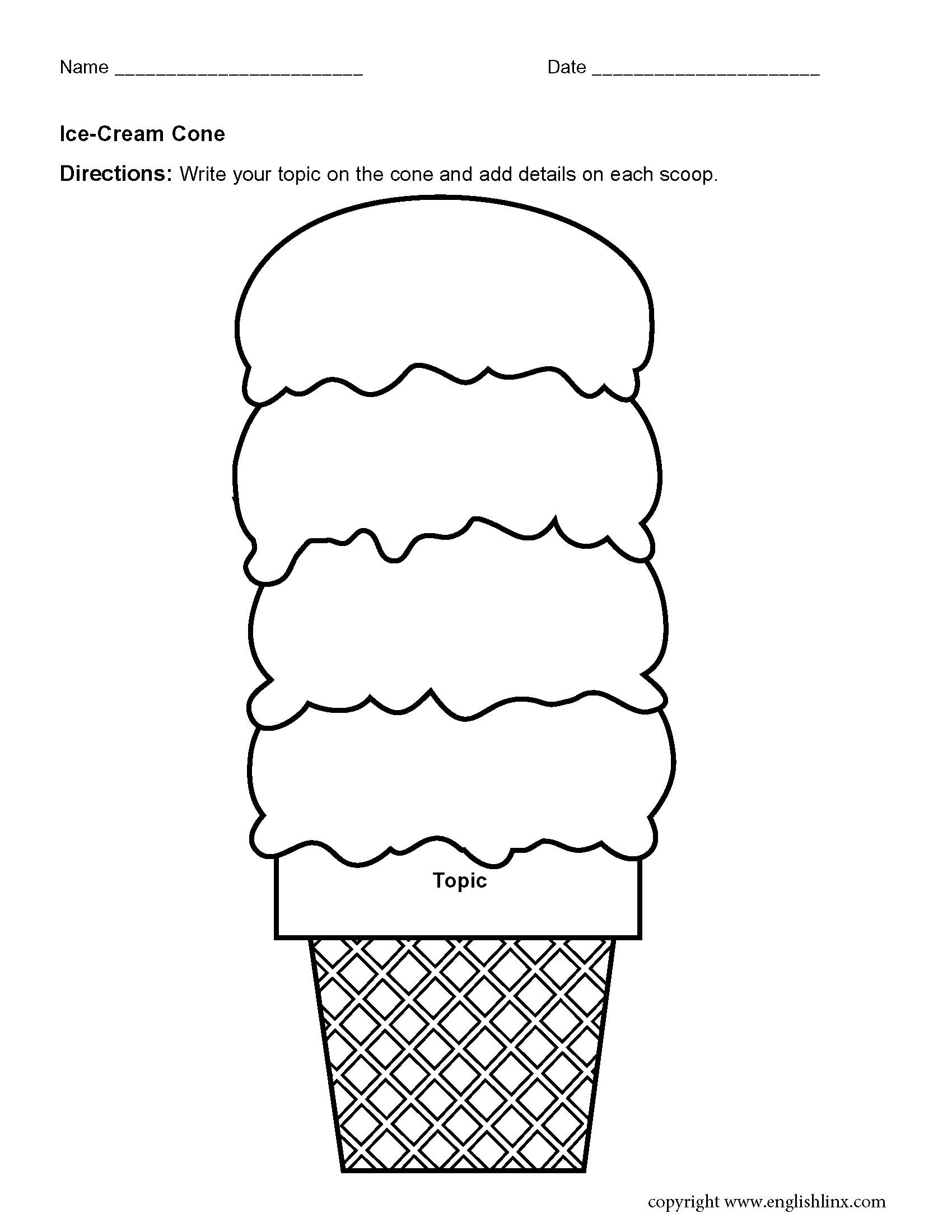 Ice Cream Graphic Organizers Worksheet