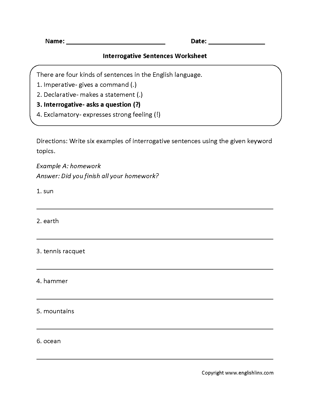 Prepositions 6th Grade Worksheet