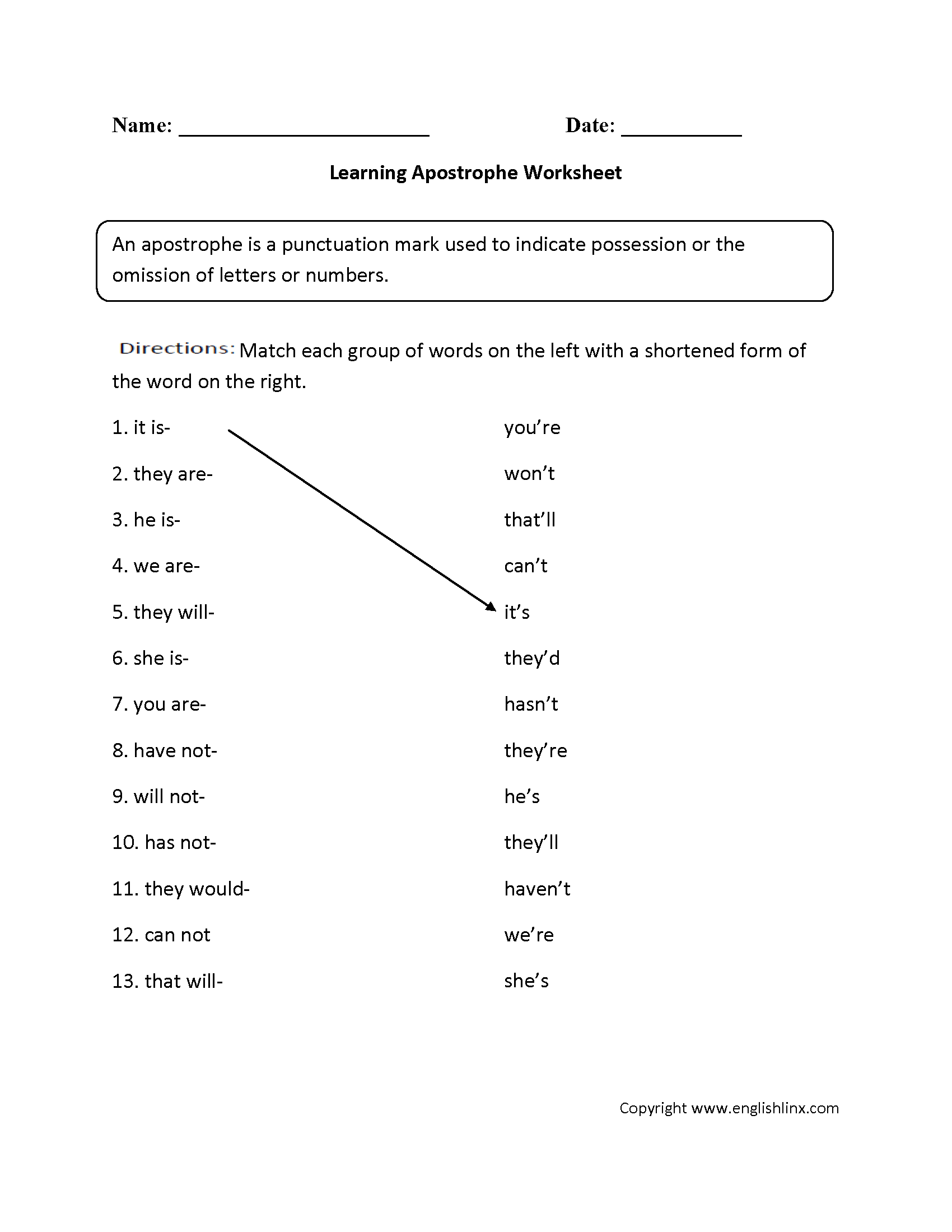 Apostrophe Worksheets