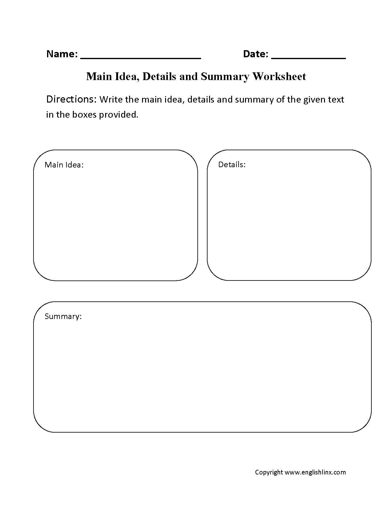 Main Idea Worksheets 4Th Grade Examples And Forms