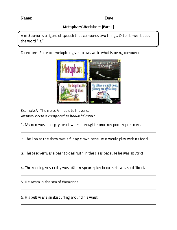 Englishlinx Metaphors Worksheets