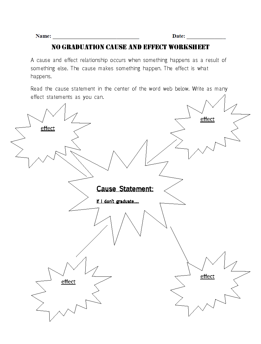 No Graduation Cause and Effect Worksheet