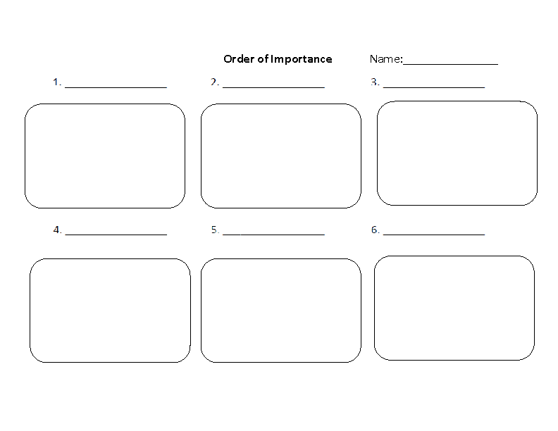 Order of Importance Organizational Patterns Worksheet