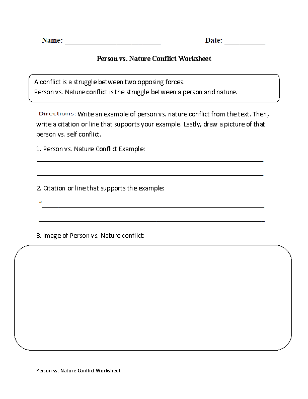 Person vs. Nature Conflict Worksheet