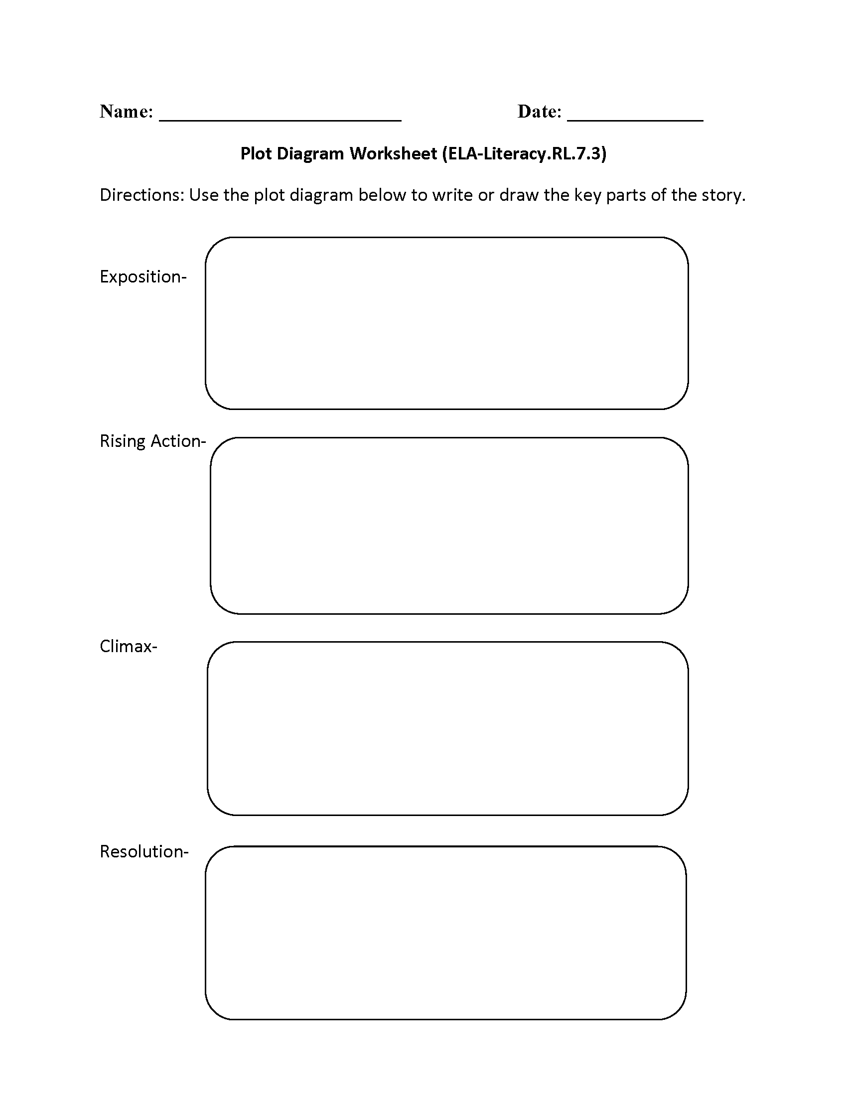 Plot Diagram ELA-Literacy.RL.7.3 Reading Literature Worksheet