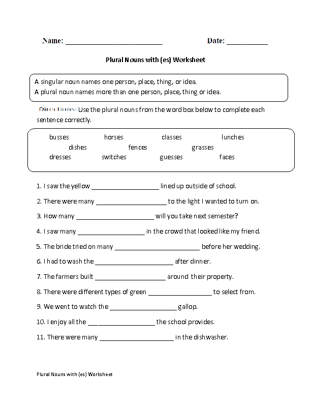 Singular To Plural Worksheet Grade 6