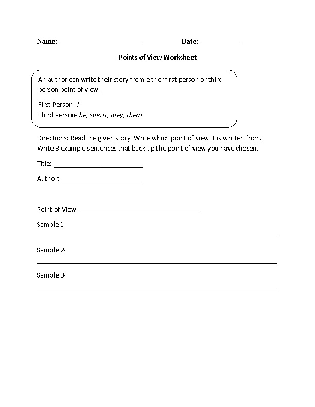 Englishlinx Point Of View Worksheets