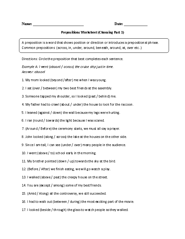 the-worksheet-for-prepositional-phrases