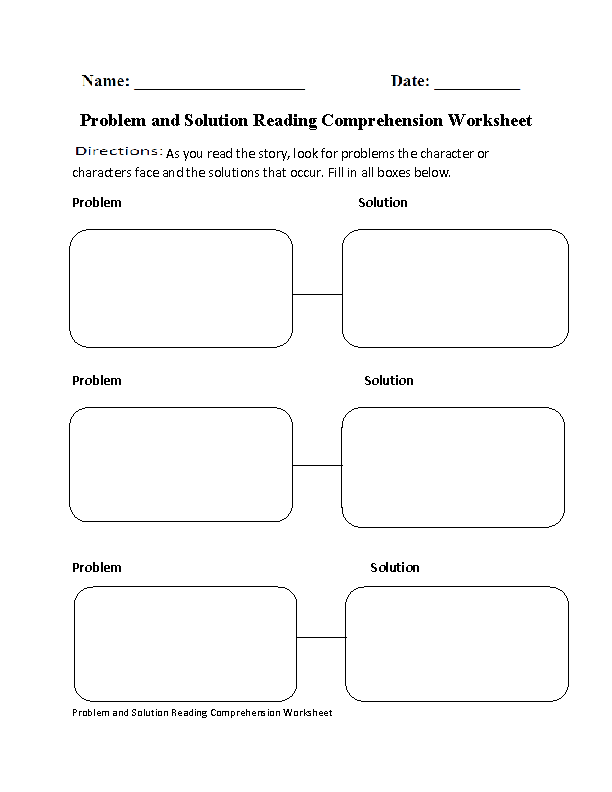 Reading Comprehension Worksheets Problem And Solution Reading 