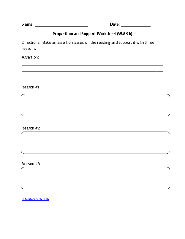 Proposition and Support CCSS.ELA Literacy.W.8.9b