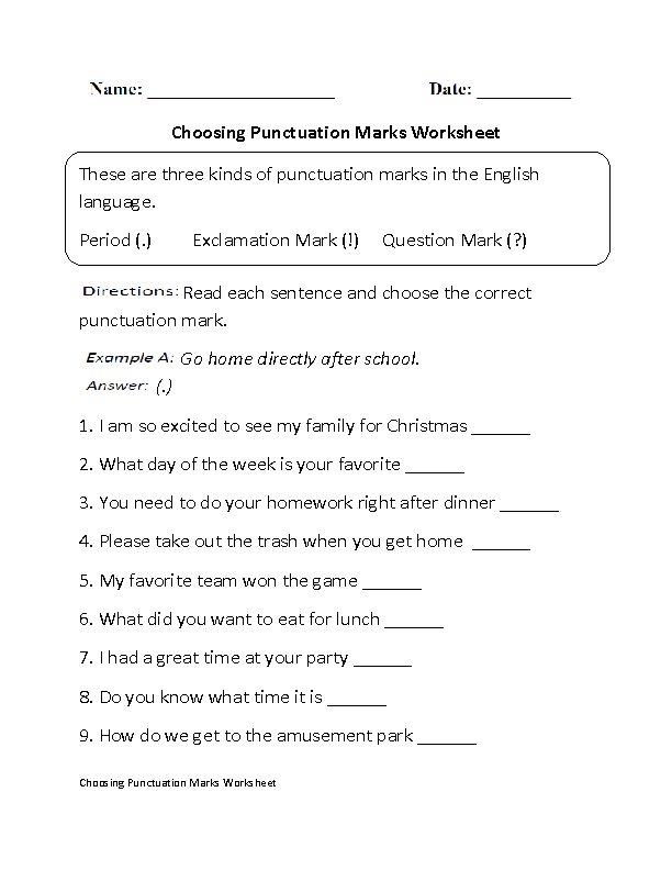 Punctuation Marks Choosing P 1 Beginner