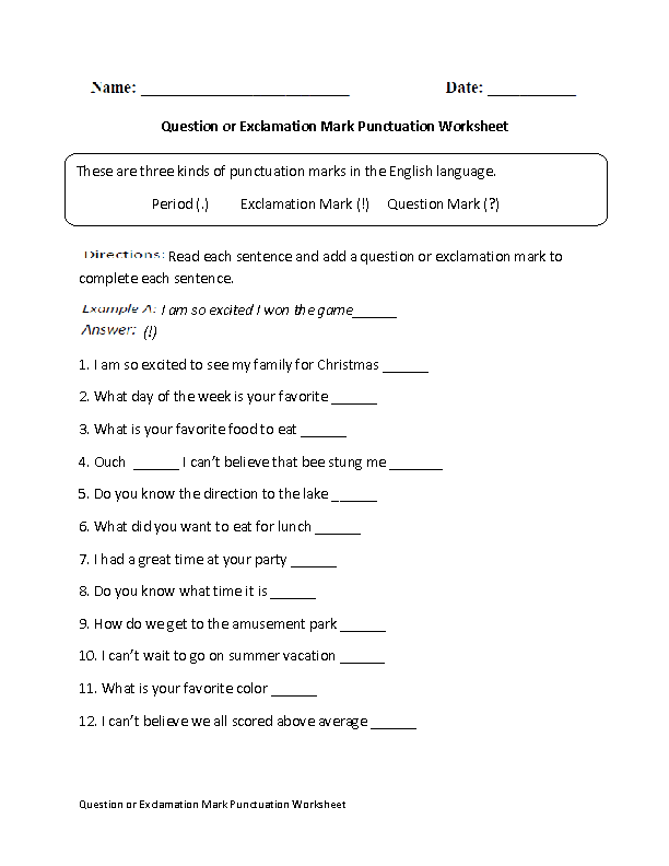 Capitalizaton and Punctuation Marks Worksheet